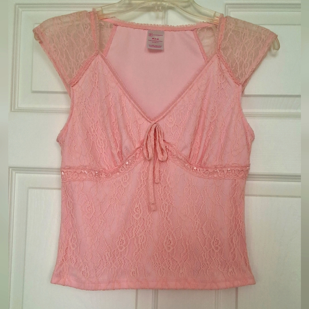 💥SALE💥NO Boundaries, Medium (7-9), Light Pink Lace  Cami Top